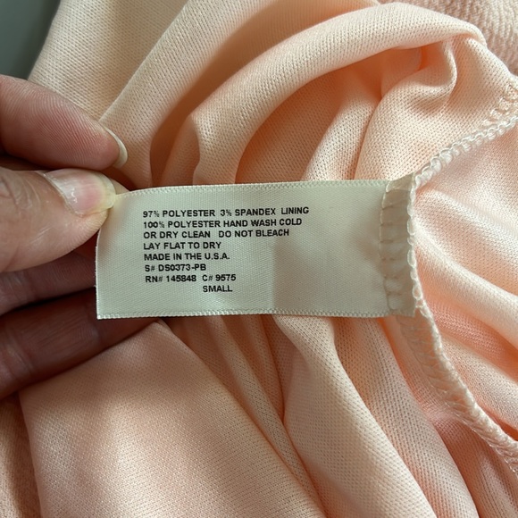 PinkBlush Peach Solid Scalloped Trim Fitted Maternity Dress - Picture 8 of 9